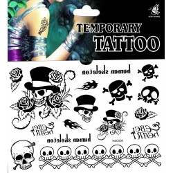 Skull Totenkopf Tattoo 1 Bogen Fake Tattoo (15,5cm x 10,5cm )- einmal tatoos temporary