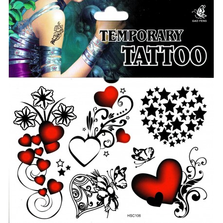 HerzTattoos 1 Bogen Fake Tattoo (15,5cm x 10,5cm ) - einmal tatoos temporary