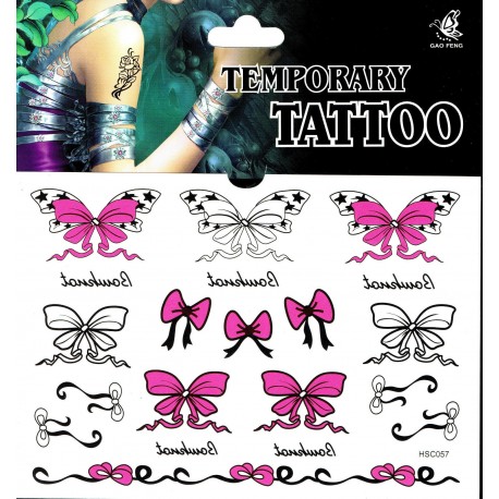 Schmetterling und SchleifenTattoos 1 Bogen Fake Tattoo (15,5cm x 10,5cm ) - einmal tatoos temporary