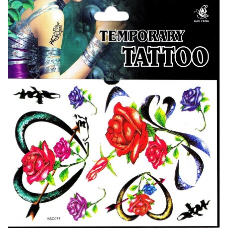 Rosen Tattoos 1 Bogen Fake Tattoo (15,5cm x 11cm ) - einmal tatoos temporary