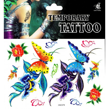 buntes Schmetterling Tattoos 1 Bogen Fake Tattoo (15,5cm x 11cm ) - einmal tatoos temporary