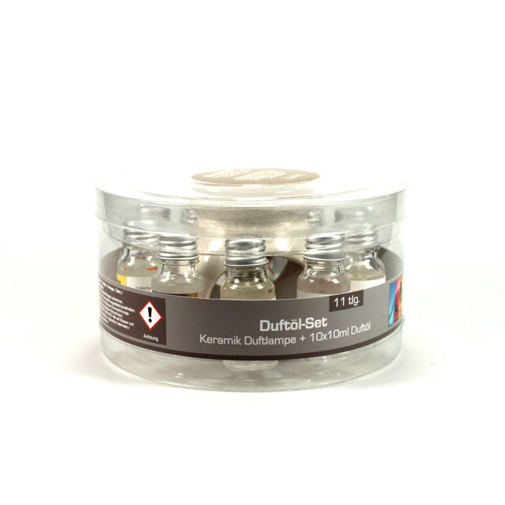 Keramik Duftlampe Set 11tlg. Aromalampe inkl. 10 Aromaöle a´10ml - Teelichtlampe Raumduft
