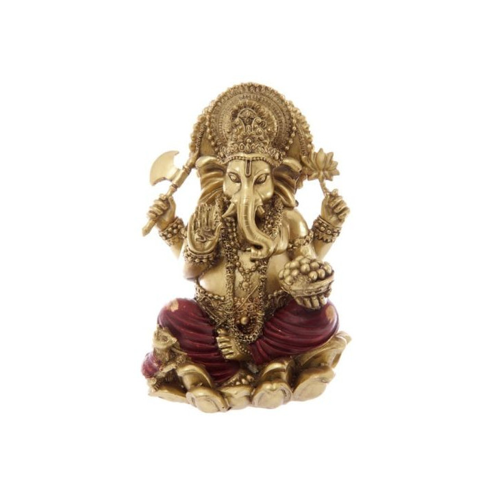 Ganesha Statue (16x10x8cm) aus Polyresin gold/rot Hinduismus  indien