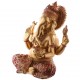 Ganesha Statue (17x13x10cm) aus Polyresin gold/rot mit Stoffapplikation