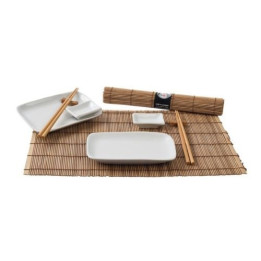 Sushi Service Set 12 tlg. braun/weiß Japan Style 2 Personen sushi geschirr NEU