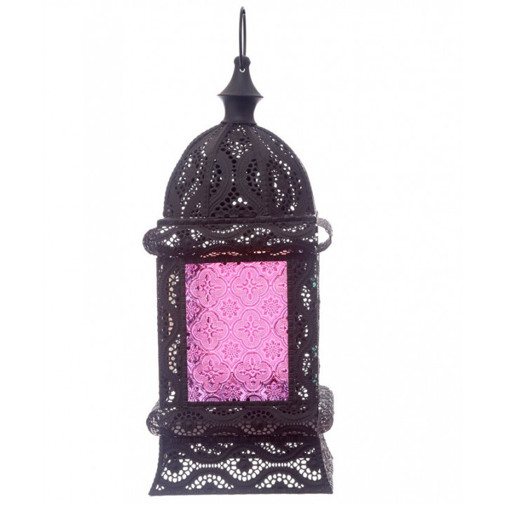 Laterne marokkanisches Design (38x16x16cm)schwarz metall glas windlicht kerzenhalter innen/außen gartenlaterne