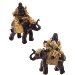 Buddha auf Elefant,  Buddafigur feng shui buddhismus 2 varianten aus Polyresin