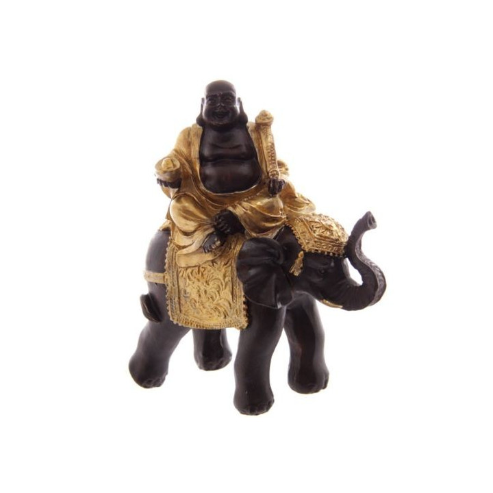 Buddha auf Elefant,  Buddafigur feng shui buddhismus 2 varianten aus Polyresin