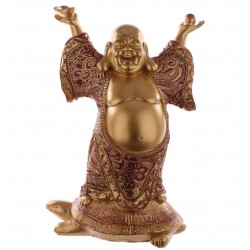 Buddha Figur Gold mit Stoff statue buddafigur feng shui buddhismus 23cm budda