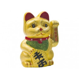 Winkekatze Glücksbringer 23x15cm + Batterien gratis Maneki Neko Feng Shui Katze