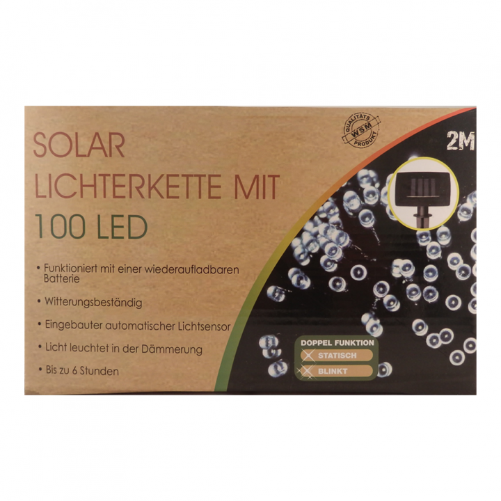 Solar Lichterkette mit 100 LED - leuchtet bis zu 6 Stunden - Qualitätsprodukt