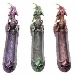 Räucherstäbchenhalter chinesischer Drache auf Schiff  (32cmx9,5cmx4cm) in 3 Farben aus Polyresin für Räucherstäbchen
