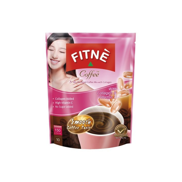 Kaffee von FITNE mit Kollagen + Vitamin C für schöne Haut / Hautaufbau Instant Coffee 150g (10x15g)