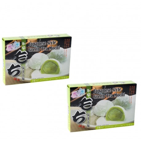2x japanischer Reiskuchen Grün Tee Mochi Spezialität Nachtisch Dessert Gebäck
