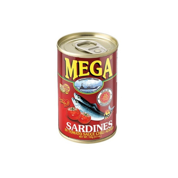 Sardinen in Tomatensauce mit Chili Scharf / Hot 155g MEGA Philippinen