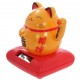 Winkekatze Glücksbringer SOLAR Maneki Neko Feng Shui Katze auf Kissen H: 9,5cm