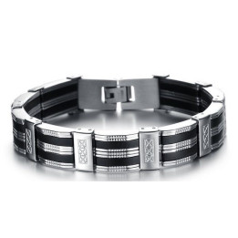 Herren Armband Edelstahl & Silikon MoZo Designer herrenarmband armreif edel
