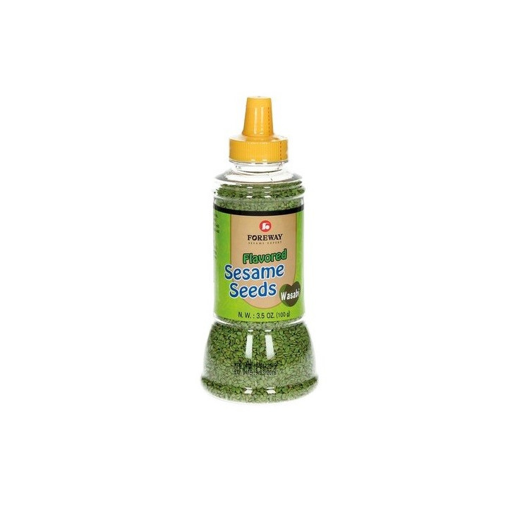 Sesam mit Wasabi Geschmack für Sushi, Salat - Sesame Seeds 100g Spenderflasche grüner Sesam
