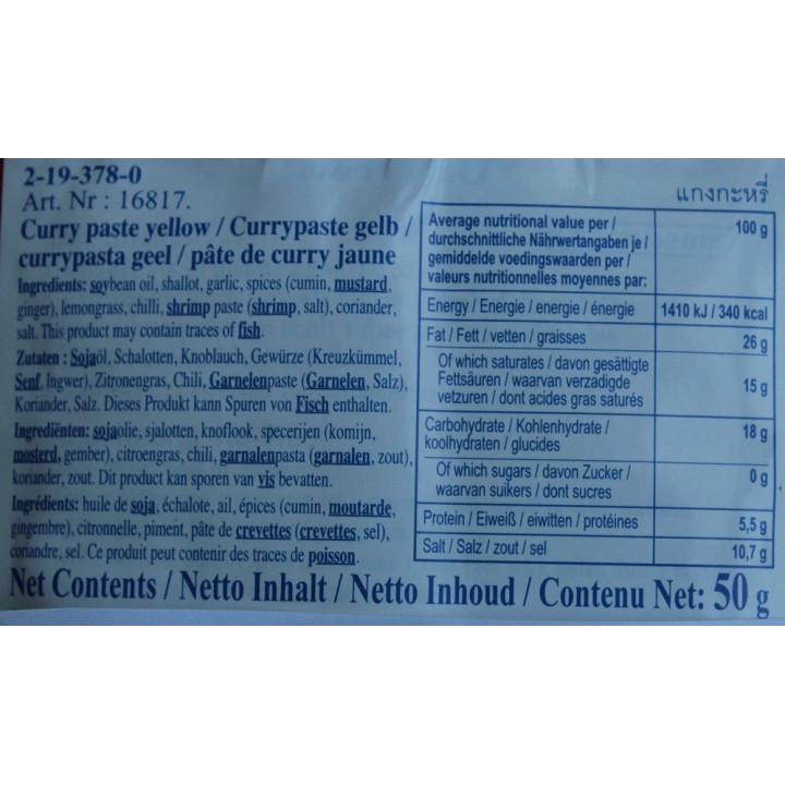 gelbe Curry Paste original Thailand yellow currypaste Asia Food gewürzpaste