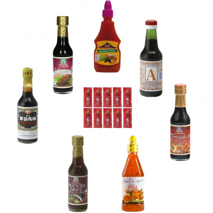 8tlg. Saucen Set soja austern sriracha Dipp-Set sushiset chili tamarinde hoisin