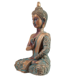 Buddha Figur thai budda Mudras HandGeste Erleuchtung Feng Shui Kupfer-Optik 15cm