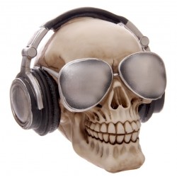 Spardose Skull (14x15x15) Totenkopf mit Kopfhörer Sonnenbrille Skull Totenschädel