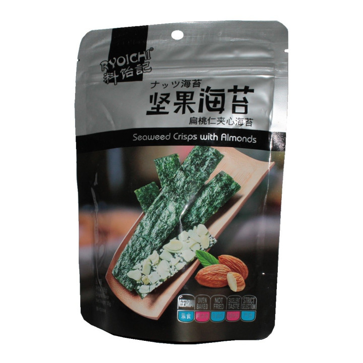 Algensnack mit Mandeln knuspriger Seetang Meeresalge 35g Vegegatisch Knabberei