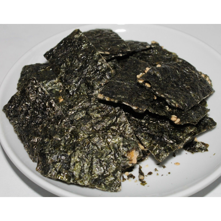 Algensnack mit Mandeln knuspriger Seetang Meeresalge 35g Vegegatisch Knabberei