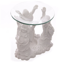 Thai Buddha Duftlampe (H: 12/Ø 12 cm)  aus Polyresin und Glas mit 3 Buddhas