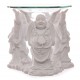 Thai Buddha Duftlampe (H: 12/Ø 12 cm)  aus Polyresin und Glas mit 3 Buddhas