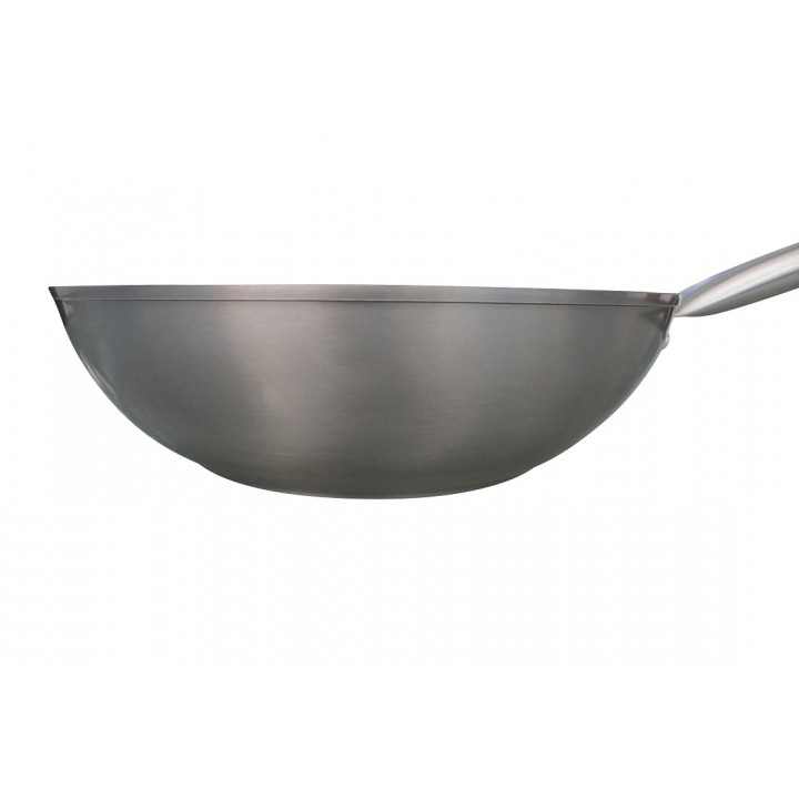 Wok Pfanne Ø28 cm 3tlg. Set Wokpfanne + Holzspatel + Pfannenschutz / alle Herde + Induktion