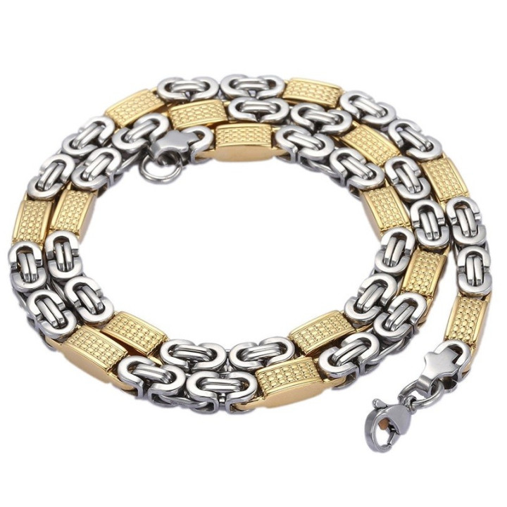 Herren Edelstahl Kette massive Designer herrenkette halskette edel bicolor 55cm