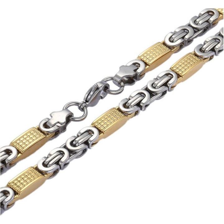 Herren Edelstahl Kette massive Designer herrenkette halskette edel bicolor 55cm