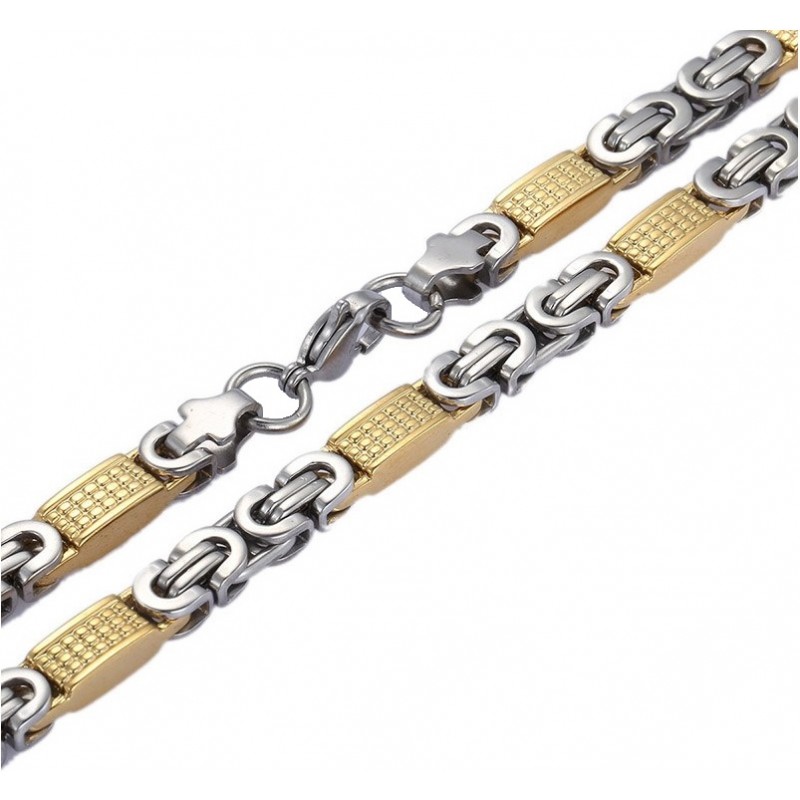 Neue Edelstahl Kette Halskette 925 Silber gold Herren Männer bicolor lange 