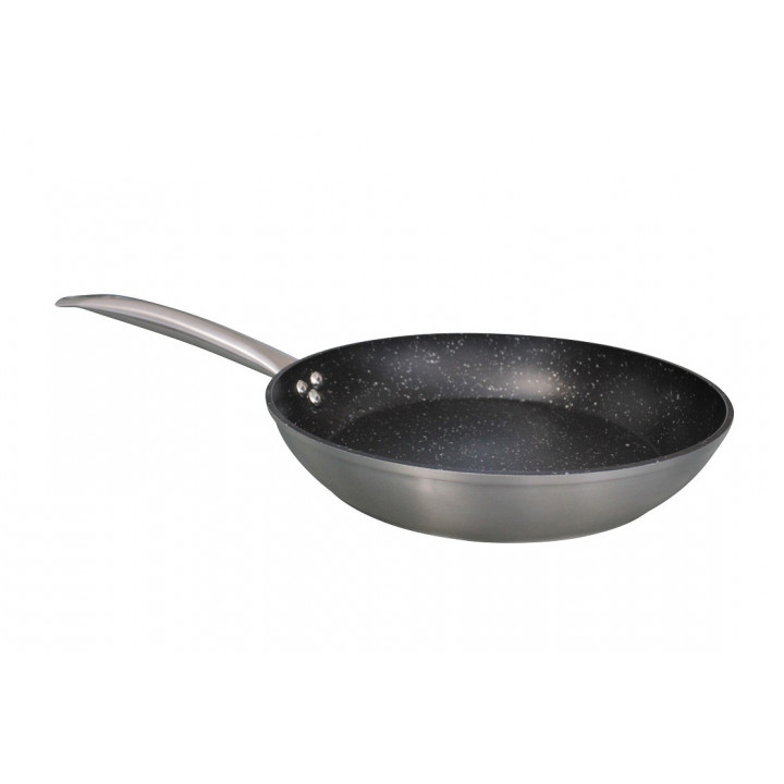 Pfanne antihaft Bratpfanne Ø28 cm (H: 5 cm) + Bambus Holzlöffel + Pfannenschutz Voll-Induktion