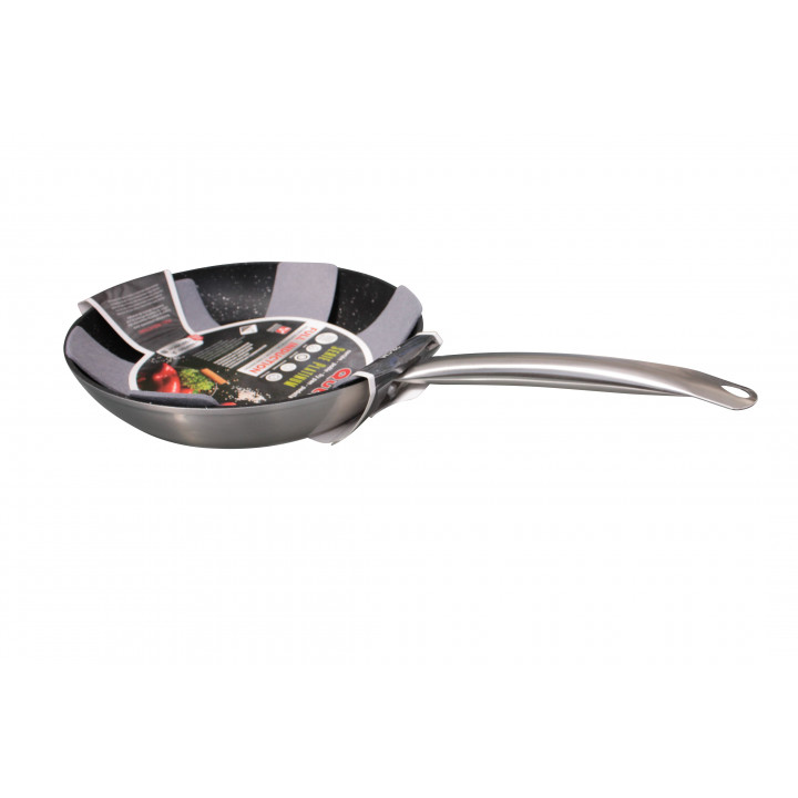 Pfanne antihaft Bratpfanne Ø28 cm (H: 5 cm) + Bambus Holzlöffel + Pfannenschutz Voll-Induktion