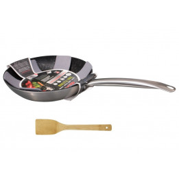 Pfanne antihaft Bratpfanne Ø28 cm (H: 5 cm) + Bambus Holzlöffel + Pfannenschutz Voll-Induktion