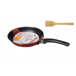 Edelstahlpfanne + HolzSpatel 2-fach emailliert Ø28cm Antihaft Pfanne Bratpfanne