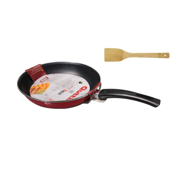 Edelstahlpfanne + HolzSpatel 2-fach emailliert Ø28cm Antihaft Pfanne Bratpfanne