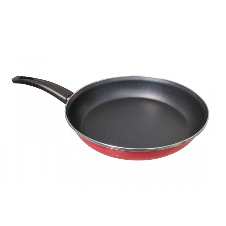 Edelstahlpfanne + HolzSpatel 2-fach emailliert Ø28cm Antihaft Pfanne Bratpfanne