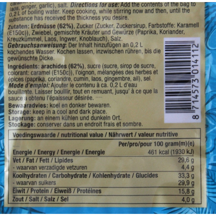 Saté Erdnuss Sauce Mild Sate 200g Erdnusssauce Satay Yakitori erdnusssoße