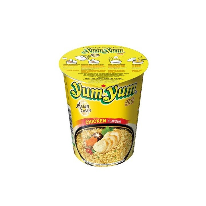 12 YumYum Suppen Hähnchen Becher a 70g instant Nudelsuppe Chicken Yum Huhn