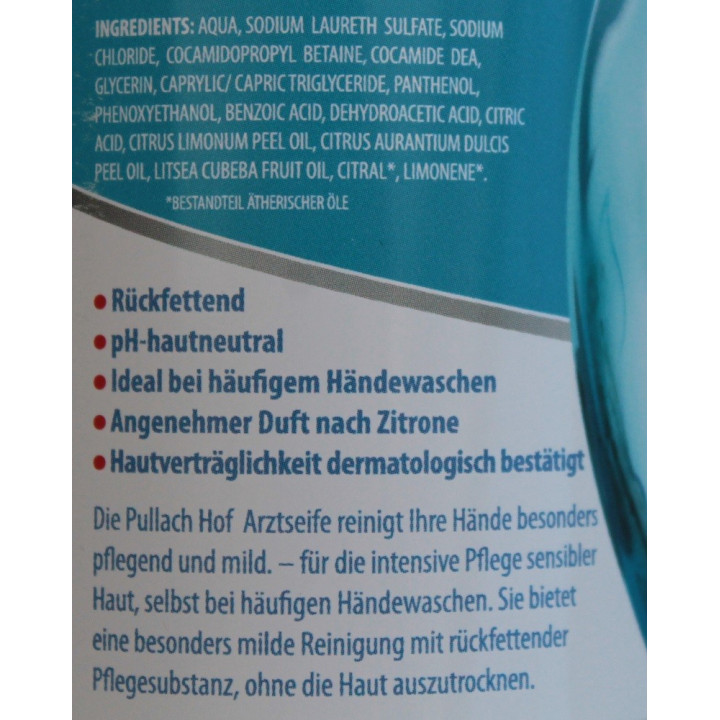 Arztseife 300ml Zitronen Flüssigseife Spenderflasche rückfettend für häufiges Waschen