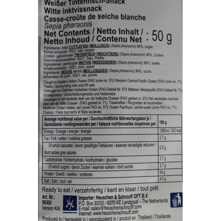 Weißer Tintenfisch Snack 50g getrocknete Muc Kho Cuttlefish Trockenfisch mực khô