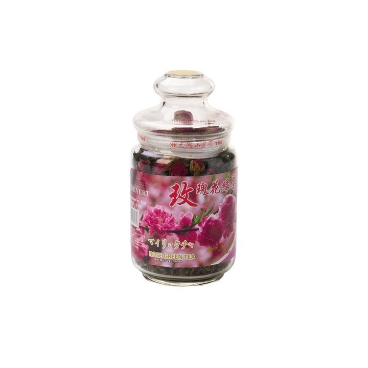 Rosentee 200g Glas Grüner Tee mit Rosenknospen Grün Tee green Tea rose buds lose