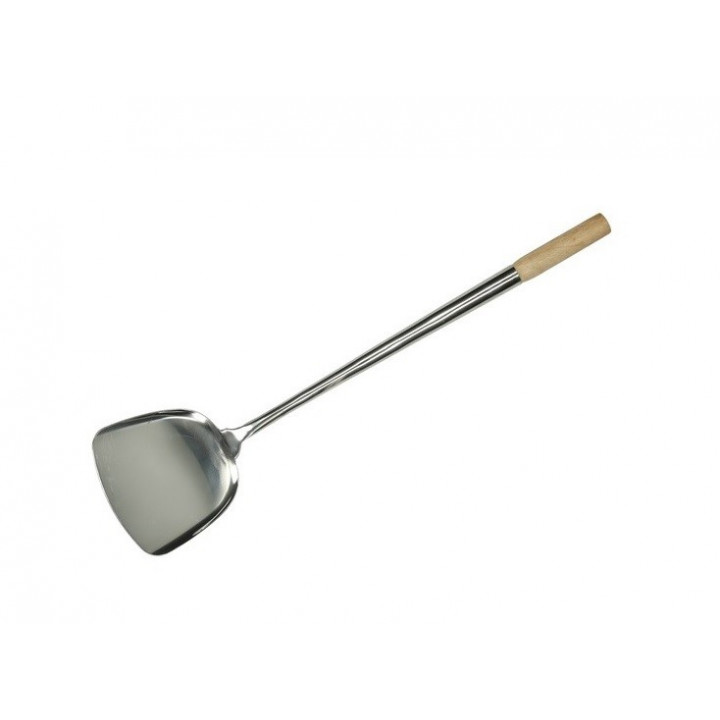 Wok Spatel 10 x 47cm Edelstahl Holz Pfannenwender Woklöffel Wokwender Wokspatel