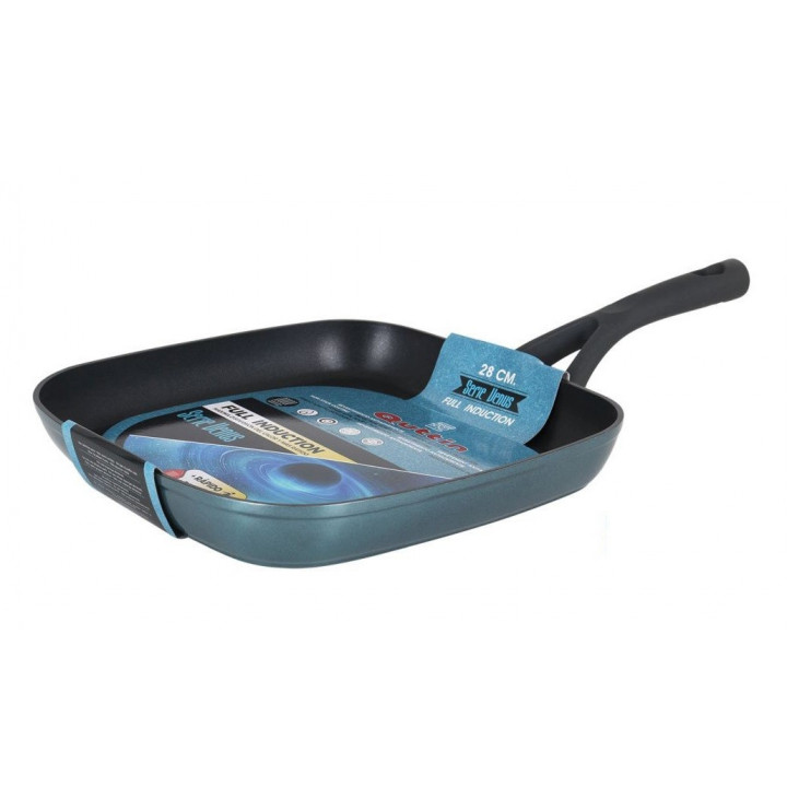 Grill- und Steakpfanne keramikbeschichtet eckige Form für mehr Bratfläche  (28x28x4cm)