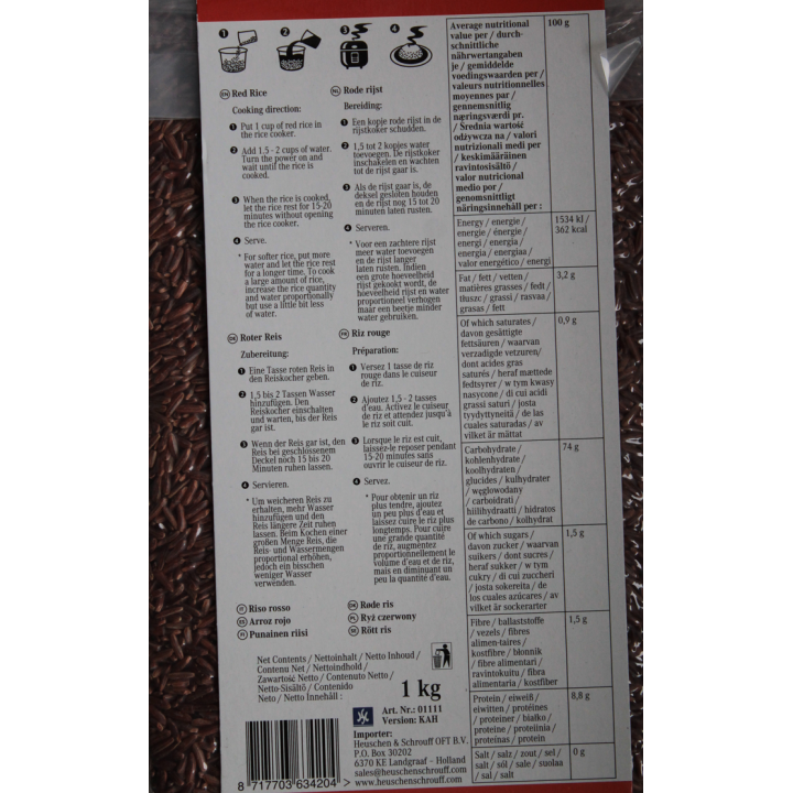 Roter Reis 1kg Thailand Royal Tiger Red Rice Original Thai