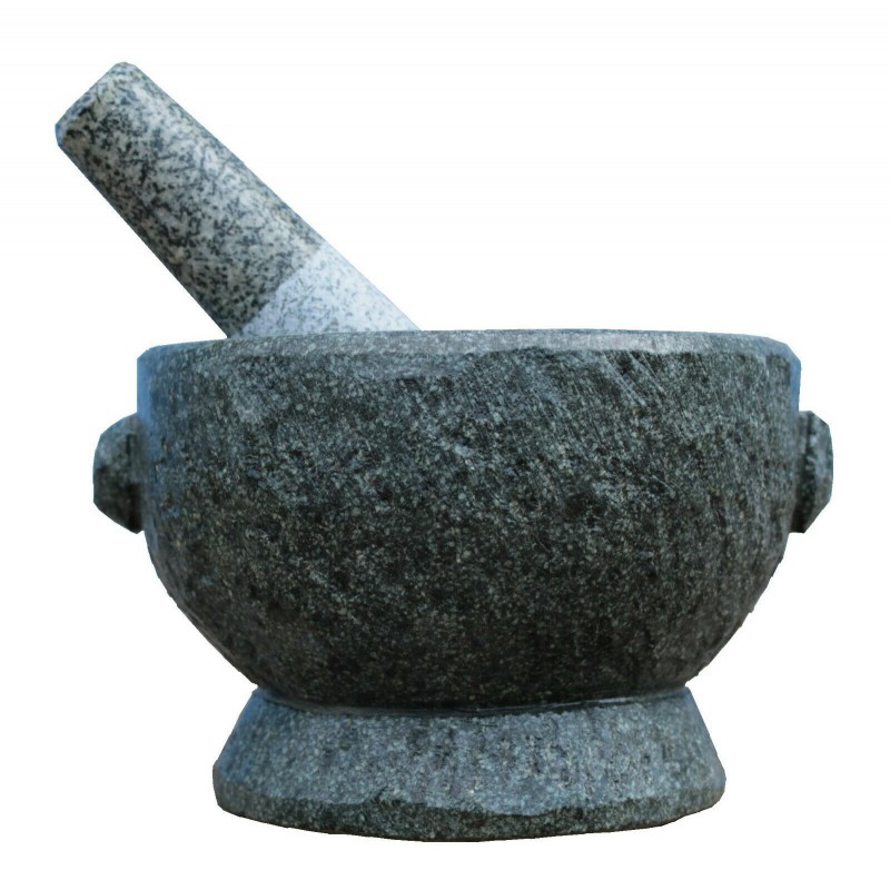 Mörser mit Stössel Naturstein Granit Küchenhelfer glänzend poliert 