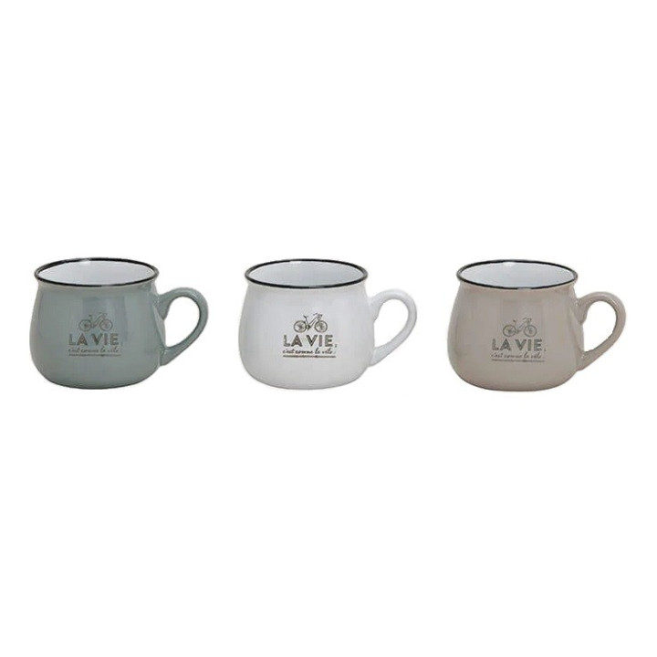 3 Kaffeetassen im Set Design Kaffeebecher Tasse Becher Haferl Motiv 250ml